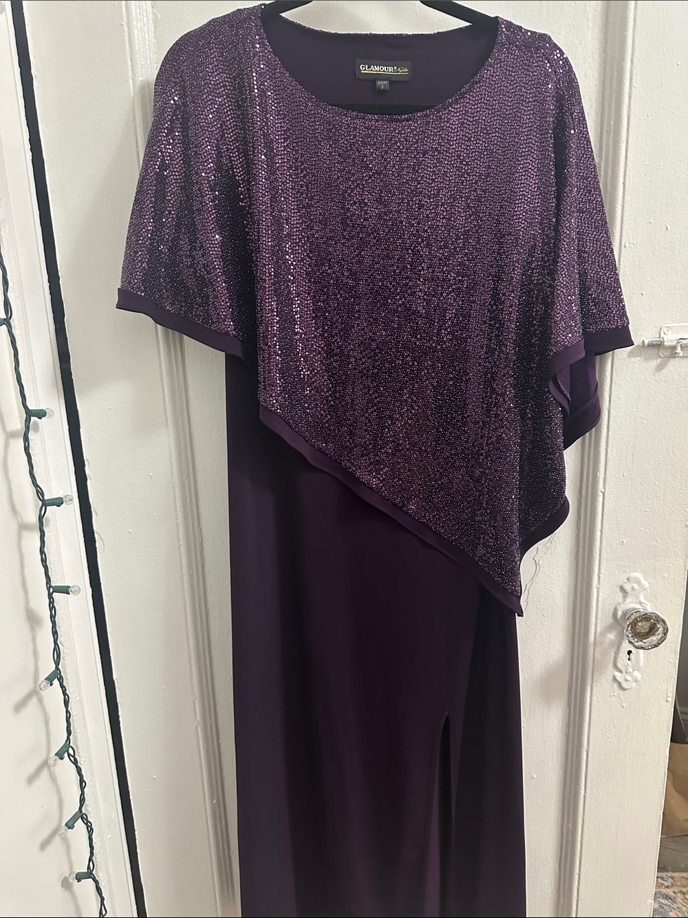 Glamour Purple Asymmetrical Sequin Evening Dress